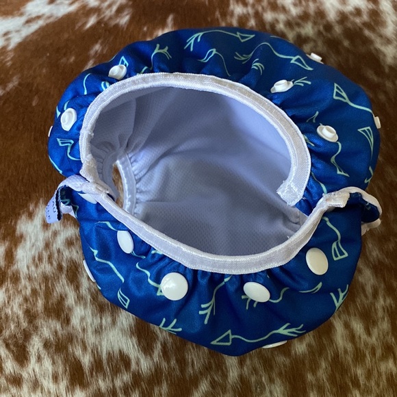 Beau & Belle diaper cover Baby Cloth Swim Diaper Blue Green Arrows Adjusts - Picture 10 of 12